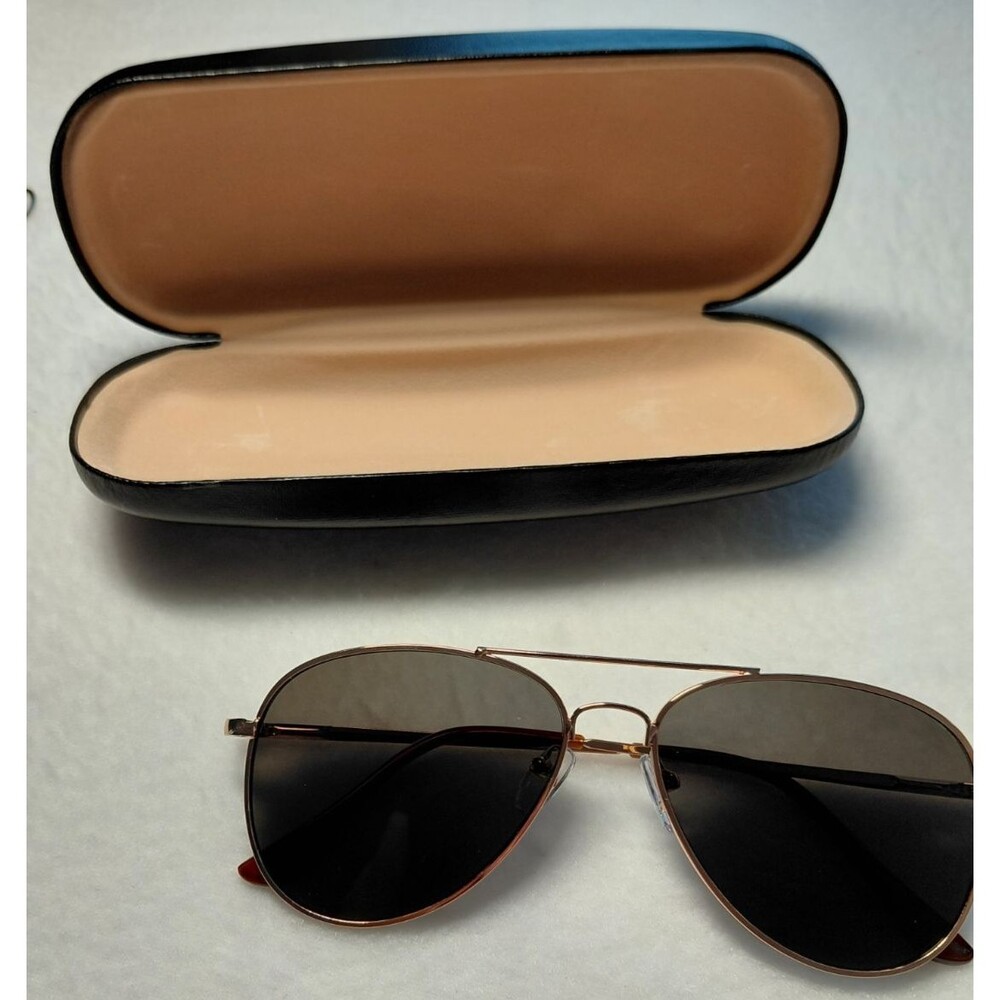 Classic Aviator Sunglasses Gold Frame Dark Smoke Lens with Case